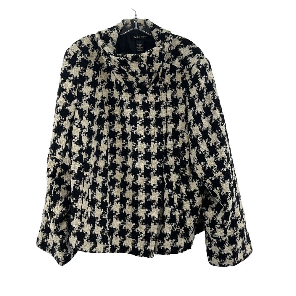 Lane Bryant Black and White Houndstooth Coat